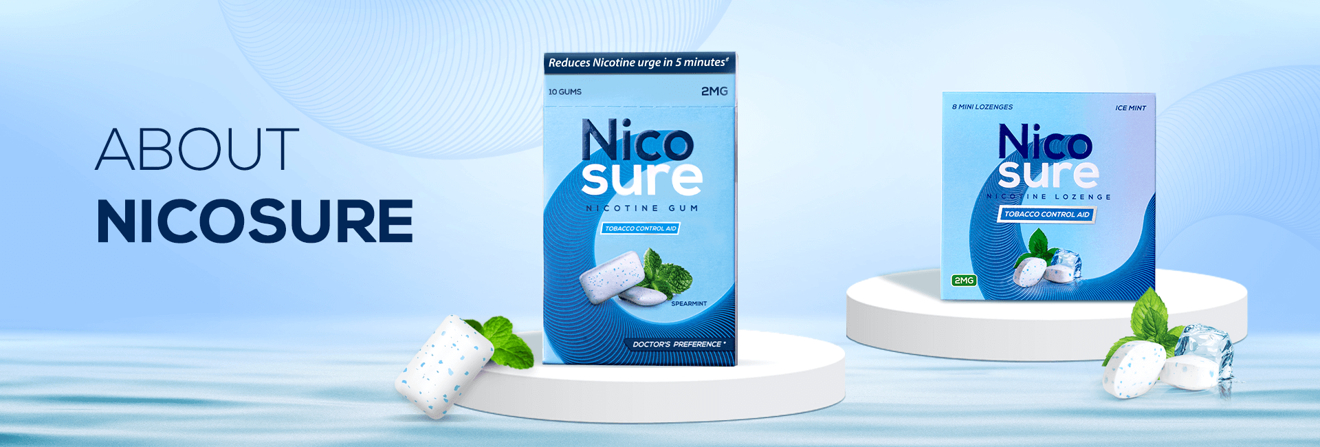 Tobacco chewing gum & nicotine lozenge - Nicosure