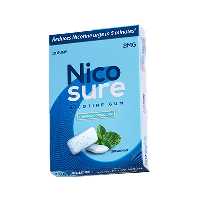 Nicosure Nicotine Gums – 2mg (Spearmint Flavor)