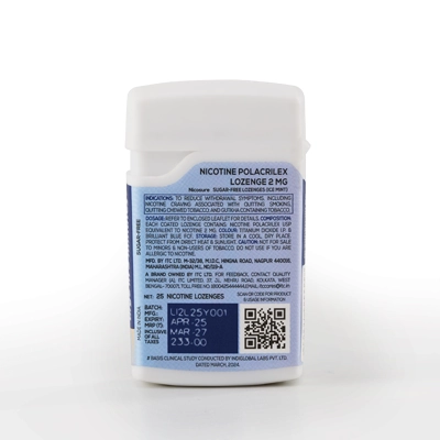 Nicosure Ice Mint Lozenges Container with Product Details